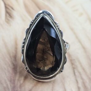 Smoky Quartz Size US 6 925 Sterling Silver Ring (REXT151-103)