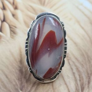 Red Agate Size US 8 925 Sterling Silver Ring (REXT151-118)