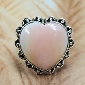 Pink Queen Conch Size US 6 925 Sterling Silver Ring (REXT88-59)