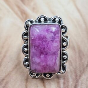 Pink Rainbow Moonstone Size US 6 925 Sterling Silver Ring (REXT88-60)
