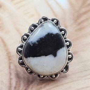 Zebra Jasper Size US 9 925 Sterling Silver Ring (REXT88-38)