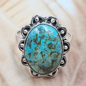 Kingman Turquoise Size US 6 925 Sterling Silver Ring (REXT88-63)