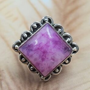 Pink Rainbow Moonstone Size US 7 925 Sterling Silver Ring (REXT88-54)