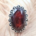 Hessonite Garnet Size US 8 925 Sterling Silver Ring (REXT88-46)