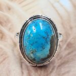 Chrysocolla Size US 10 925 Sterling Silver Ring (REXT6-230)