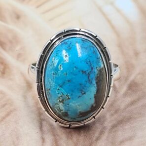 Chrysocolla Size US 10 925 Sterling Silver Ring (REXT6-230)