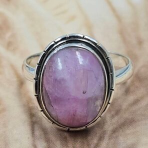 Pink Rainbow Moonstone Size US 10 925 Sterling Silver Ring (REXT6-231)