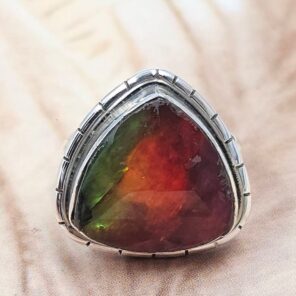 Synthetic Ammolite Size US 6 925 Sterling Silver Ring (REXT6-259)