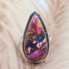 Pink Dahlia Turquoise Size US 6 925 Sterling Silver Ring (REXT6-260)