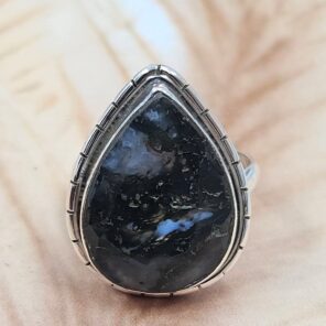 Moss Agate Size US 8 925 Sterling Silver Ring (REXT6-251)