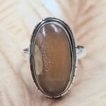 Peach Moonstone Size US 10 925 Sterling Silver Ring (REXT6-233)
