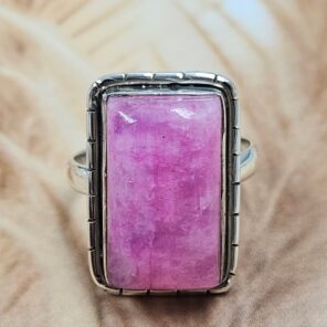 Pink Rainbow Moonstone Size US 9 925 Sterling Silver Ring (REXT6-236)