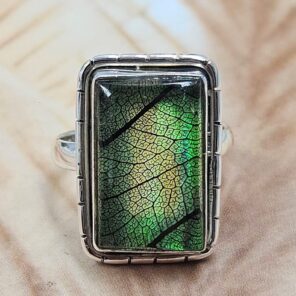Aurora Opal Leaf Size US 7 925 Sterling Silver Ring (REXT6-254)