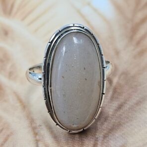 Peach Moonstone Size US 10 925 Sterling Silver Ring (REXT6-265)