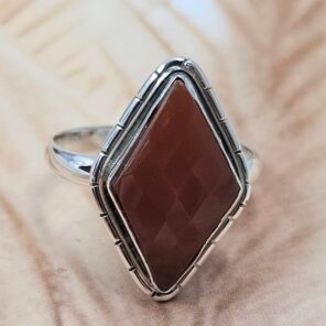 Red Onyx Size US 9 925 Sterling Silver Ring (REXT6-243)