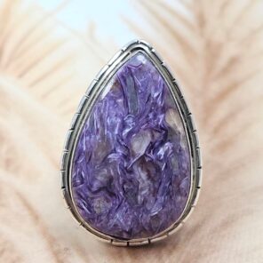 Charoite Size US 9 925 Sterling Silver Ring (REXT6-235)