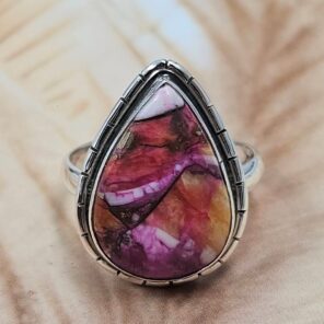 Pink Dahlia Turquoise Size US 9 925 Sterling Silver Ring (REXT6-237)