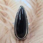 Black Onyx Size US 8 925 Sterling Silver Ring (REXT6-246)