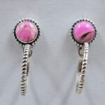 Cotton Candy Turquoise 1.25" 925 Sterling Silver Hoop Earrings (REXT79-203)