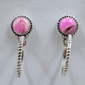 Cotton Candy Turquoise 1.25" 925 Sterling Silver Hoop Earrings (REXT79-203)