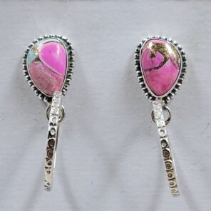 Cotton Candy Turquoise 1.5" 925 Sterling Silver Hoop Earrings (REXT79-204)