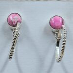 Cotton Candy Turquoise 1.25" 925 Sterling Silver Hoop Earrings (REXT79-206)