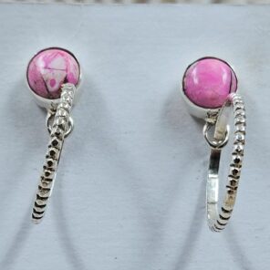 Cotton Candy Turquoise 1.25" 925 Sterling Silver Hoop Earrings (REXT79-206)