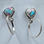 Cotton Candy Turquoise 1.25" 925 Sterling Silver Hoop Earrings (REXT79-207)