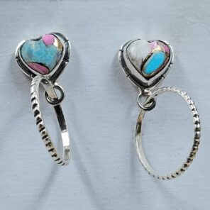 Cotton Candy Turquoise 1.25" 925 Sterling Silver Hoop Earrings (REXT79-207)