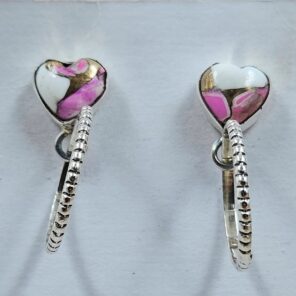 Cotton Candy Turquoise 1.25" 925 Sterling Silver Hoop Earrings (REXT79-209)