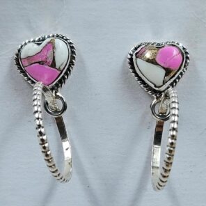 Cotton Candy Turquoise 1.25" 925 Sterling Silver Hoop Earrings (REXT79-208)