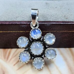 Rainbow Moonstone 1.25" 925 Sterling Silver Pendant (REXT167-19)