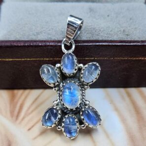 Rainbow Moonstone 1.25" 925 Sterling Silver Pendant (REXT167-66)