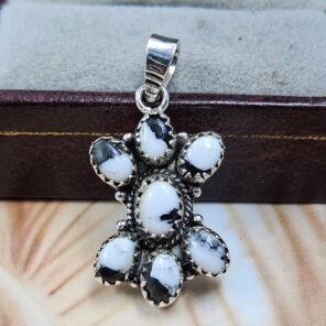 White Buffalo Turquoise 1.25" 925 Sterling Silver Pendant (REXT167-68)