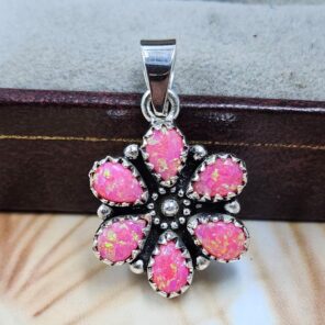 Hot Pink Aurora Opal 1" 925 Sterling Silver Pendant (REXT167-27)