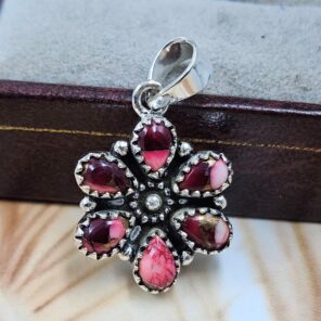 Red Rose Dahlia 1" 925 Sterling Silver Pendant (REXT167-28)