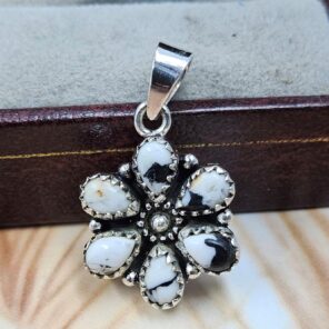 White Buffalo Turquoise 1" 925 Sterling Silver Pendant (REXT167-31)