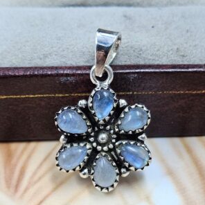 Rainbow Moonstone 1" 925 Sterling Silver Pendant (REXT167-32)