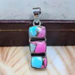 Cotton Candy Turquoise 1.25" 925 Sterling Silver Pendant (REXT167-75)
