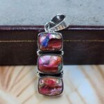 Pink Dahlia Turquoise 1.25" 925 Sterling Silver Pendant (REXT167-76)