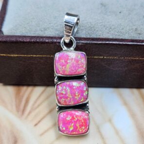 Hot Pink Aurora Opal 1.25" 925 Sterling Silver Pendant (REXT167-78)