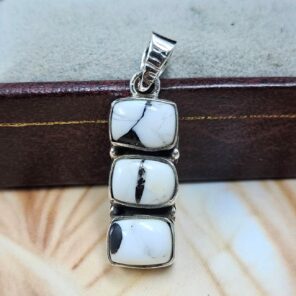 White Buffalo Turquoise 1.25" 925 Sterling Silver Pendant (REXT167-79)