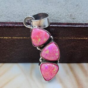 Hot Pink Aurora Opal 1.25" 925 Sterling Silver Pendant (REXT167-69)