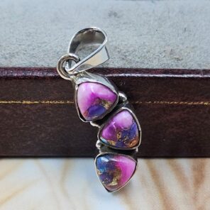 Pink Dahlia Turquoise 1.25" 925 Sterling Silver Pendant (REXT167-72)
