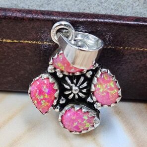 Hot Pink Aurora Opal 1" 925 Sterling Silver Pendant (REXT167-51)