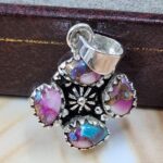 Pink Dahlia Turquoise 1" 925 Sterling Silver Pendant (REXT167-52)