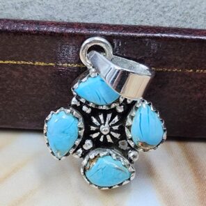 Cotton Candy Turquoise 1" 925 Sterling Silver Pendant (REXT167-54)
