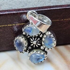 Rainbow Moonstone 1" 925 Sterling Silver Pendant (REXT167-53)