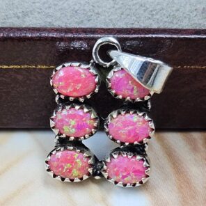 Hot Pink Aurora Opal 1" 925 Sterling Silver Pendant (REXT167-43)