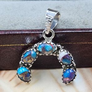 Pink Dahlia Turquoise 1" 925 Sterling Silver Pendant (REXT167-56)